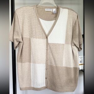 Alfred Dunner Women's Layered Cardigan Sweater size 3X Short Sleeve Knit NWT ✨